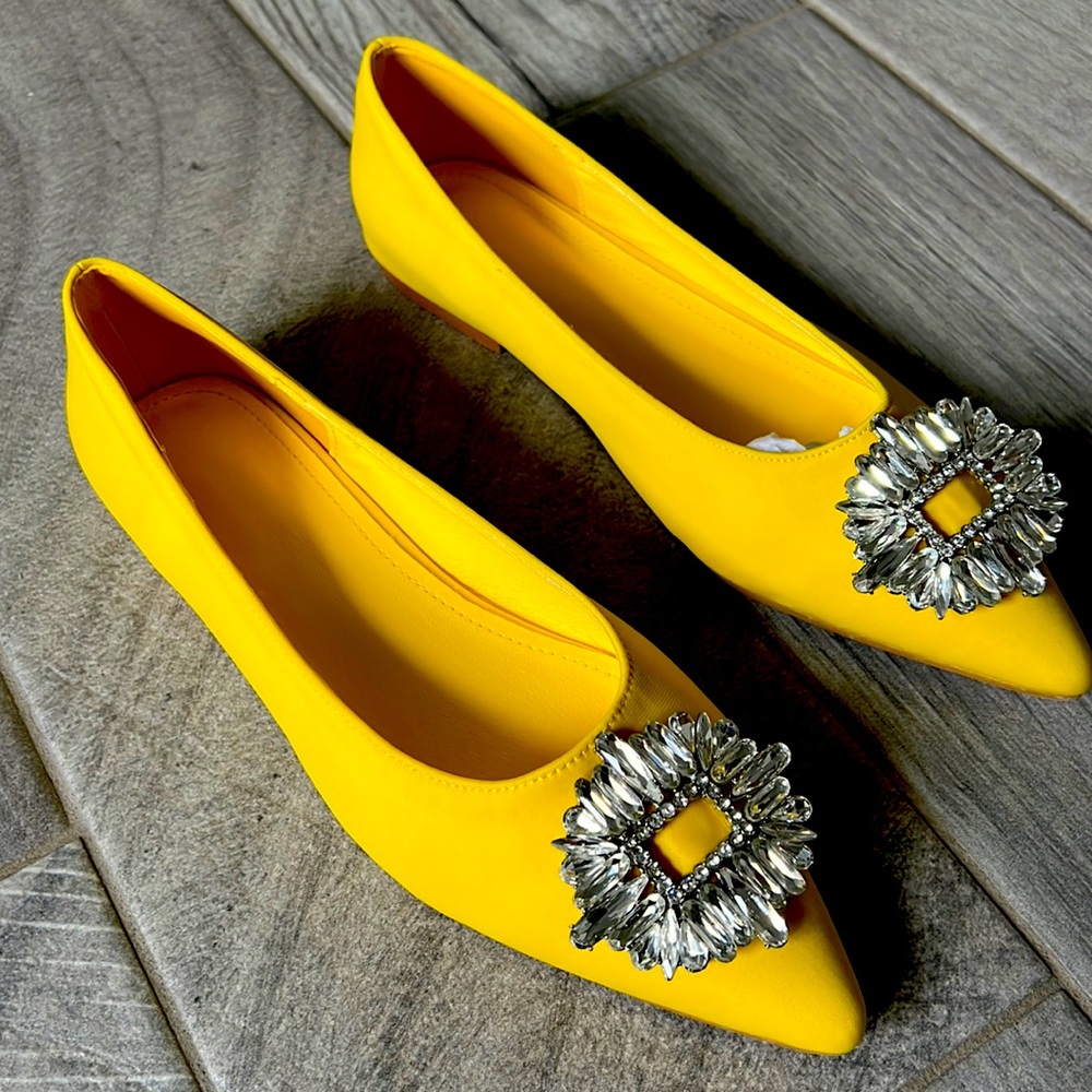 Zara dupes flats with rhinestone detail